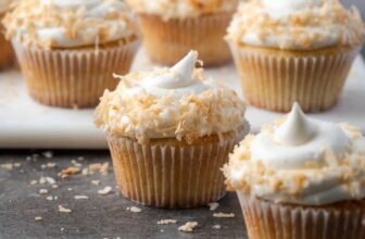 Almond Cupcakes with Coconut Frosting